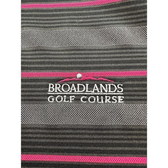Nike Golf Dri Fit Black Pink Striped Broadlands Polo Shirt Men's Large Dri-Fit - Picture 3 of 8